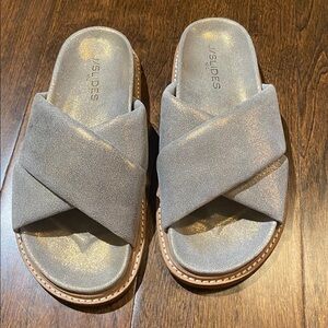 J/SLIDES NYC Roland Slide Sandal silver sparkly color SZ 6